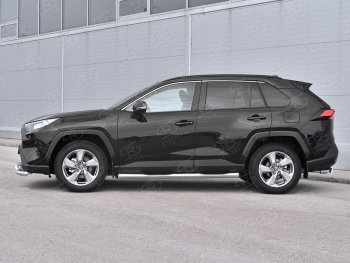 26 999 р. Защита порогов на SLITKOFF d76 с накладкой  Toyota RAV4  XA50 (2018-2024) 5 дв. дорестайлинг (защита порогов со скосами на торцах)  с доставкой в г. Владивосток. Увеличить фотографию 2