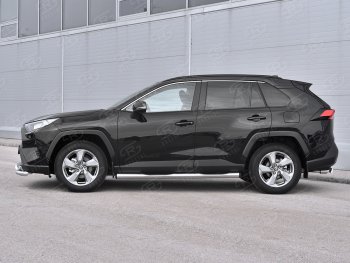 24 999 р. Защита порогов на SLITKOFF труба d76 с накладкой  Toyota RAV4  XA50 (2018-2024) 5 дв. дорестайлинг (защита порогов с заглушками на торцах)  с доставкой в г. Владивосток. Увеличить фотографию 3