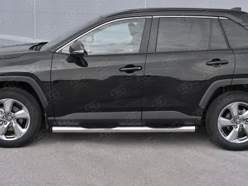 24 999 р. Защита порогов на SLITKOFF труба d76 с накладкой  Toyota RAV4  XA50 (2018-2024) 5 дв. дорестайлинг (защита порогов с заглушками на торцах)  с доставкой в г. Владивосток. Увеличить фотографию 2