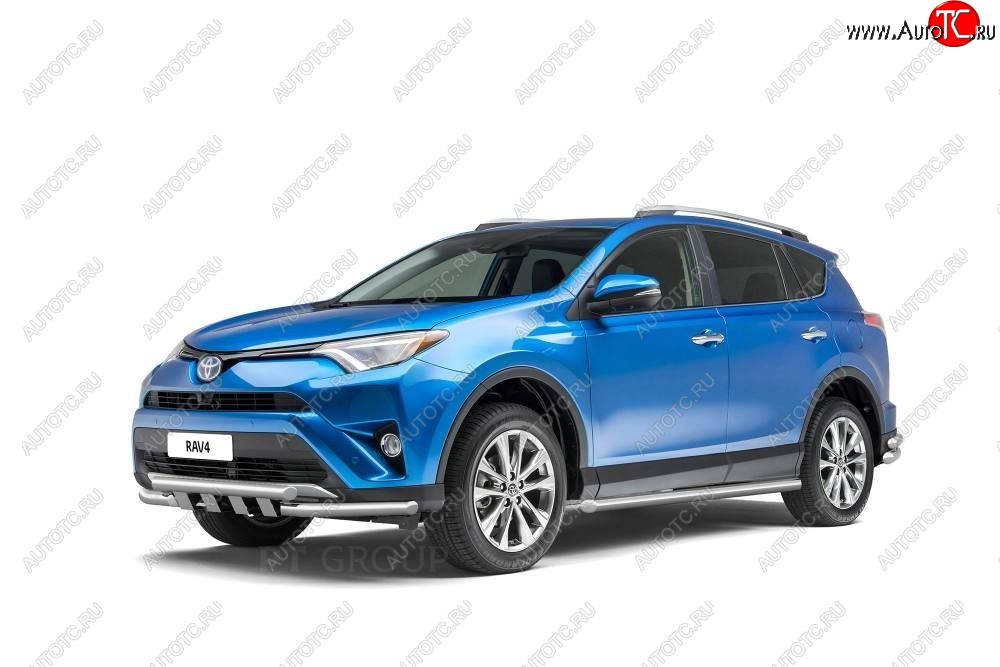 25 999 р. Защита порогов из трубы Ø63 Petroil Tuning Toyota RAV4 XA40 5 дв. рестайлинг (2015-2019) (Нержавеющая полированная сталь)  с доставкой в г. Владивосток