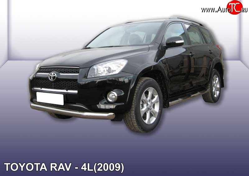 13 499 р. Одинарная защита переднего бампера диаметром 76 мм Slitkoff  Toyota RAV4  XA30 (2009-2010) 5 дв. удлиненный 1-ый рестайлинг (Цвет: нержавеющая полированная сталь)  с доставкой в г. Владивосток