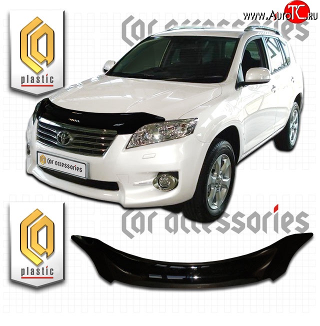 2 199 р. Дефлектор капота CA-Plastic  Toyota RAV4  XA30 (2010-2013) 5 дв. 2-ой рестайлинг, 5 дв. удлиненный 2-ой рестайлинг (Classic черный, Без надписи)  с доставкой в г. Владивосток