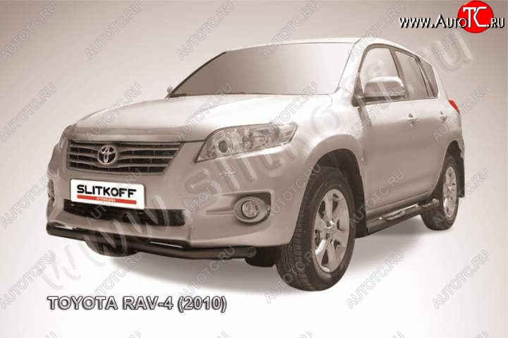 8 199 р. Защита переднего бампер Slitkoff Toyota RAV4 XA30 5 дв. 2-ой рестайлинг (2010-2013) (Цвет: серебристый)  с доставкой в г. Владивосток