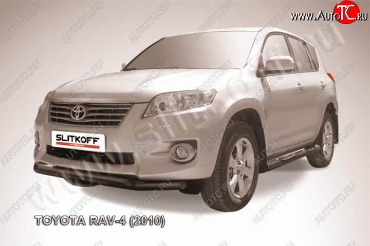 10 299 р. Защита переднего бампер Slitkoff Toyota RAV4 XA30 5 дв. 2-ой рестайлинг (2010-2013) (Цвет: серебристый)  с доставкой в г. Владивосток