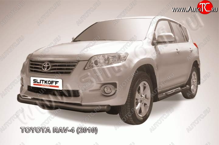 9 449 р. Защита переднего бампер Slitkoff Toyota RAV4 XA30 5 дв. 2-ой рестайлинг (2010-2013) (Цвет: серебристый)  с доставкой в г. Владивосток