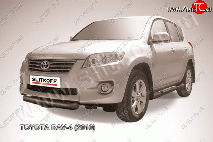 8 599 р. Защита переднего бампер Slitkoff Toyota RAV4 XA30 5 дв. 2-ой рестайлинг (2010-2013) (Цвет: серебристый)  с доставкой в г. Владивосток