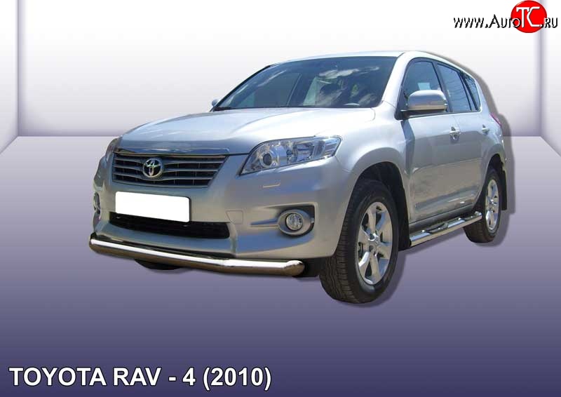 13 499 р. Одинарная защита переднего бампера диаметром 76 мм Slitkoff Toyota RAV4 XA30 5 дв. 2-ой рестайлинг (2010-2013) (Цвет: нержавеющая полированная сталь)  с доставкой в г. Владивосток