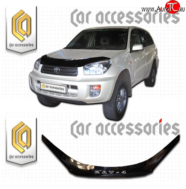 2 199 р. Дефлектор капота CA-Plastic  Toyota RAV4  CA20 (2000-2005) 5 дв. дорестайлинг, 5 дв. рестайлинг (Classic черный, Без надписи)  с доставкой в г. Владивосток