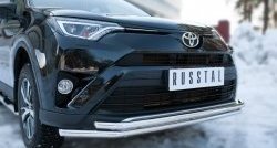 17 549 р. Защита переднего бампера (2 трубыØ42 мм, нержавейка) SLITKOFF  Toyota RAV4  XA40 (2015-2019) 5 дв. рестайлинг  с доставкой в г. Владивосток. Увеличить фотографию 2