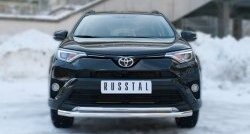 Защита переднего бампера (2 трубыØ63 и 42 мм, нержавейка) SLITKOFF Toyota RAV4 XA40 5 дв. рестайлинг (2015-2019)