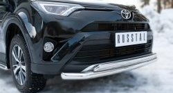 20 349 р. Защита переднего бампера (2 трубыØ75х42 и 63 мм, нержавейка) Russtal Toyota RAV4 XA40 5 дв. рестайлинг (2015-2019)  с доставкой в г. Владивосток. Увеличить фотографию 2