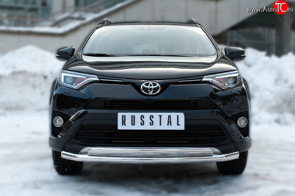 20 349 р. Защита переднего бампера (2 трубыØ75х42 и 63 мм, нержавейка) Russtal Toyota RAV4 XA40 5 дв. рестайлинг (2015-2019)  с доставкой в г. Владивосток