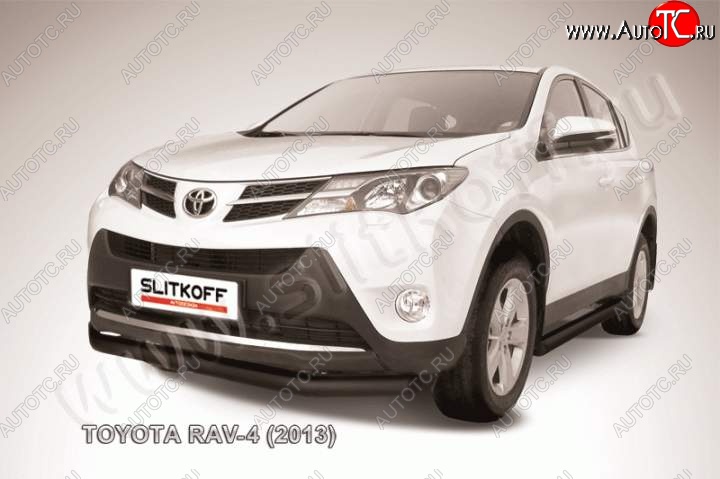 9 549 р. Защита переднего бампер Slitkoff Toyota RAV4 XA40 5 дв. дорестайлинг (2012-2015) (Цвет: серебристый)  с доставкой в г. Владивосток