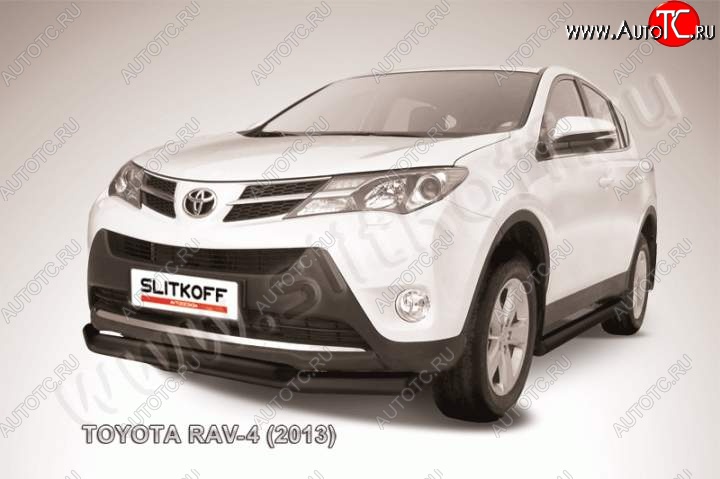 11 399 р. Защита переднего бампер Slitkoff Toyota RAV4 XA40 5 дв. дорестайлинг (2012-2015) (Цвет: серебристый)  с доставкой в г. Владивосток