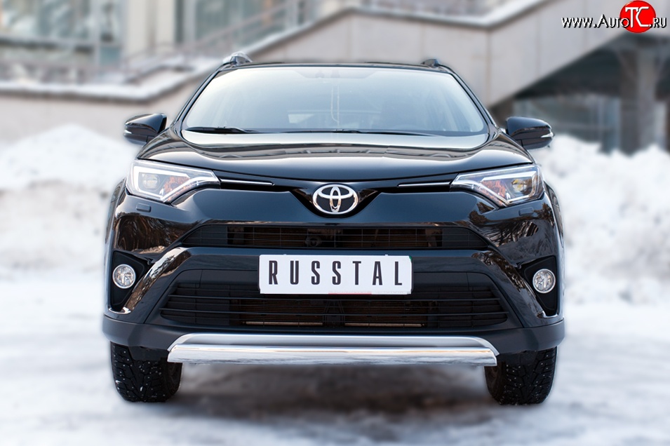 15 999 р. Защита переднего бампера (Ø75х42 мм, нержавейка) Russtal Toyota RAV4 XA40 5 дв. рестайлинг (2015-2019)  с доставкой в г. Владивосток