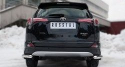 Защита заднего бампера (Ø63 мм уголки, нержавейка) SLITKOFF Toyota (Тойота) RAV4 (рав)  XA40 (2015-2019) XA40 5 дв. рестайлинг