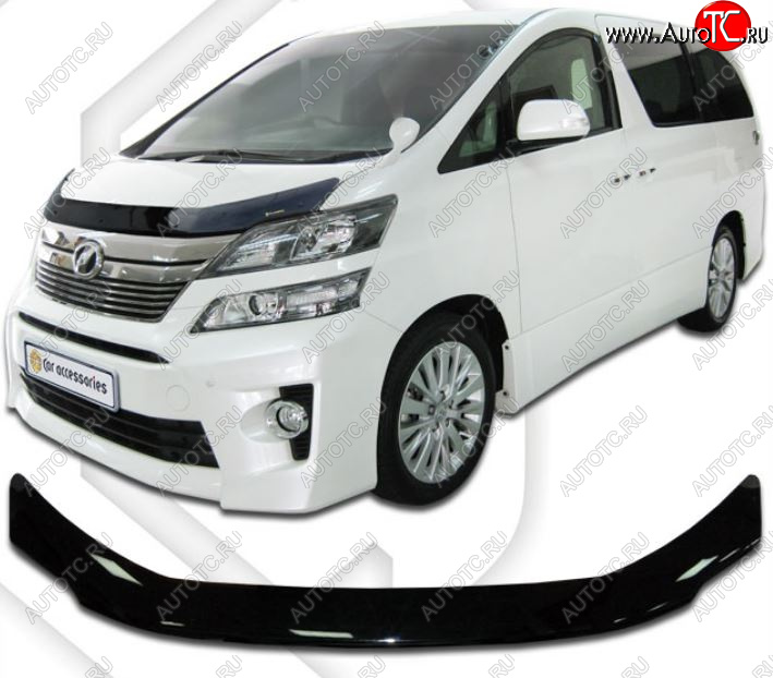 2 159 р. Дефлектор капота CA-Plastiс  Toyota Vellfire (2008-2015) (Classic черный, Без надписи)  с доставкой в г. Владивосток