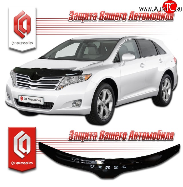 2 199 р. Дефлектор капота CA-Plastic  Toyota Venza  GV10 (2012-2016) рестайлинг (Classic черный, Без надписи)  с доставкой в г. Владивосток