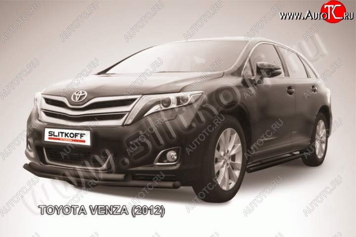 12 249 р. Защита переднего бампер Slitkoff Toyota Venza GV10 рестайлинг (2012-2016) (Цвет: серебристый)  с доставкой в г. Владивосток