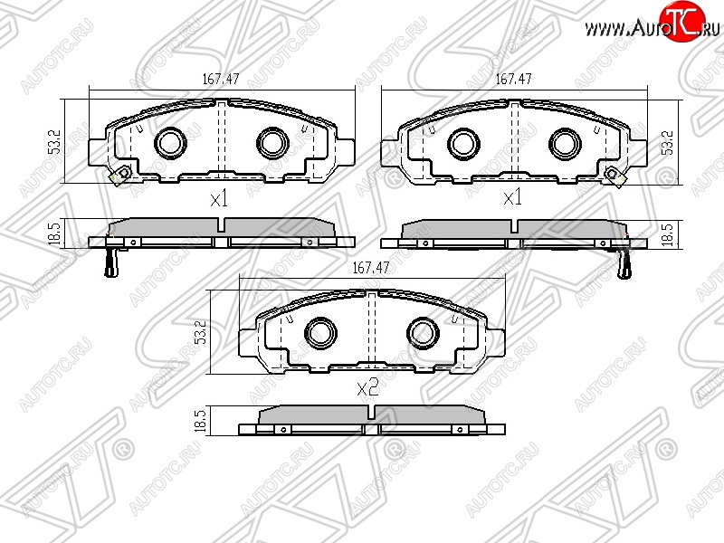 1 649 р. Колодки тормозные SAT (передние) Toyota Venza GV10 дорестайлинг (2008-2012)  с доставкой в г. Владивосток