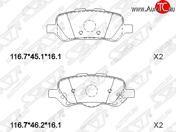 1 159 р. Колодки тормозные SAT (задние) Toyota Venza GV10 дорестайлинг (2008-2012)  с доставкой в г. Владивосток