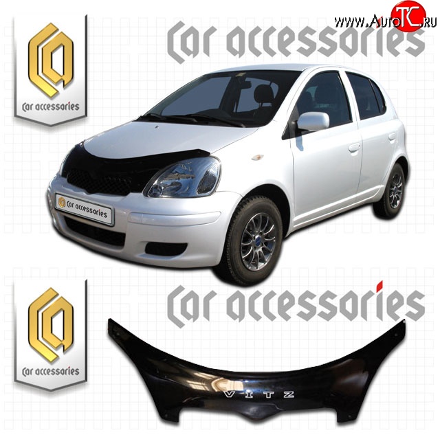 2 599 р. Дефлектор капота CA-Plastic exclusive  Toyota Vitz  XP10 (1998-2005) хэтчбэк 5 дв., хэтчбэк 5 дв. рестайлинг (Classic черный, Без надписи)  с доставкой в г. Владивосток