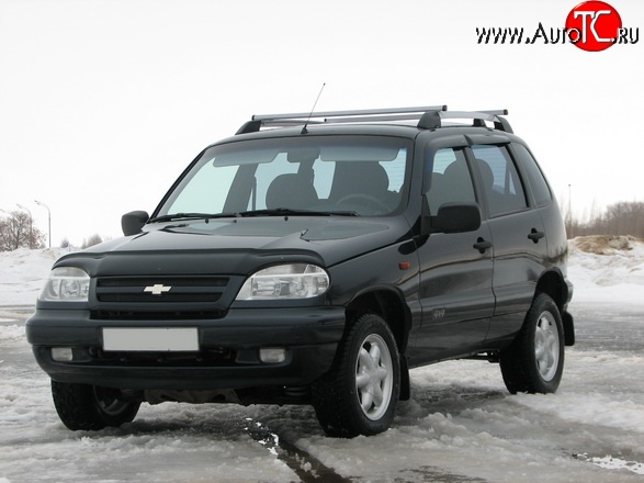 5 299 р. Рейлинги АПС L Chevrolet Niva 2123 дорестайлинг (2002-2008) (Башмак черный, рейлинг серый)  с доставкой в г. Владивосток