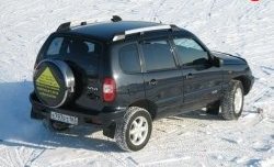 5 299 р. Рейлинги АПС L Chevrolet Niva 2123 дорестайлинг (2002-2008) (Башмак черный, рейлинг серый)  с доставкой в г. Владивосток. Увеличить фотографию 3