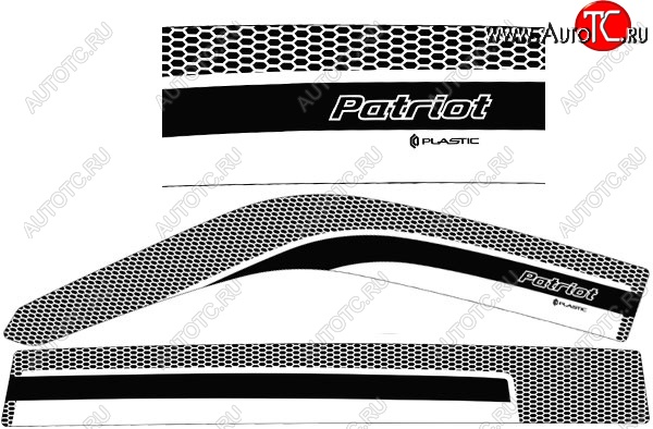 2 299 р. Дефлектора окон CA-Plastic  Уаз Патриот ( 3163 5-дв.,  3163 5 дв.) (2014-2024) 1-ый рестайлинг, 2-ой рестайлинг (Серия Art белая, Без хром.молдинга)  с доставкой в г. Владивосток