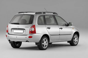 5 299 р. Рейлинги Petroil Tuning Усиленные Лада Калина 1117 универсал (2004-2013) (Черный муар, крыша с ребром жесткости)  с доставкой в г. Владивосток. Увеличить фотографию 3