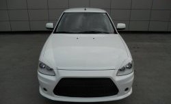 9 399 р. Передний бампер Lancer Style Лада Приора 2172 хэтчбек дорестайлинг (2008-2014) (Неокрашенный)  с доставкой в г. Владивосток. Увеличить фотографию 2