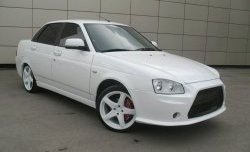 9 399 р. Передний бампер Lancer Style Лада Приора 2172 хэтчбек дорестайлинг (2008-2014) (Неокрашенный)  с доставкой в г. Владивосток. Увеличить фотографию 4