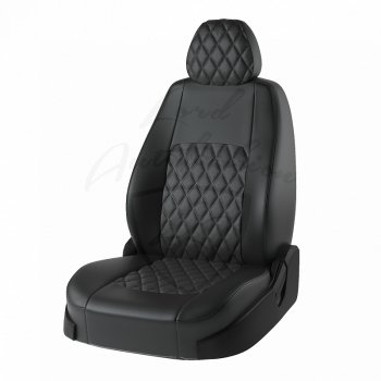 9 449 р. Чехлы для сидений (к-я Comfort) Lord Autofashion Турин Ромб (экокожа, 40/60)  Лада Гранта FL ( 2191,  2190,  2194,  2192) (2018-2025) лифтбэк рестайлинг, седан рестайлинг, универсал рестайлинг, хэтчбек рестайлинг (Чёрный, вставка чёрная, строчка чёрная)  с доставкой в г. Владивосток. Увеличить фотографию 1