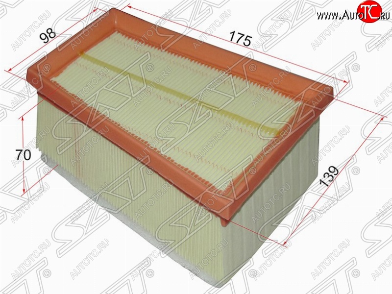 339 р. Фильтр воздушный двигателя SAT (139х175х70 mm)  Nissan Almera (G15), Kubistar, Primastar, Terrano (D10), Renault Clio (CB,  BB), Duster (HS), Espace (4), Kangoo (KC,  KW0), Laguna (2 X74), Megane (BA,DA,LA,  LA,  BA,LA,  седан,  хэтчбэк 5 дв.,  универсал), Sandero ((B8)), Sandero Stepway ((B8)), Scenic (1), Trafic (X83), Лада Ларгус  с доставкой в г. Владивосток