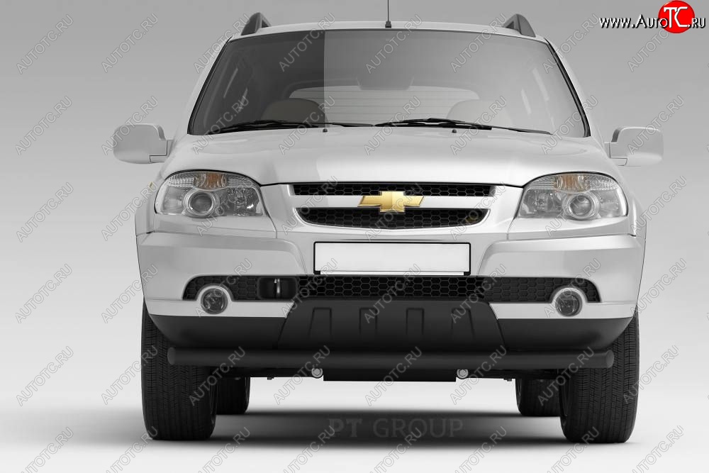 4 399 р. Защита переднего бампера Petroil Tuning (Ø63 мм) Chevrolet Niva 2123 рестайлинг (2009-2020) (Сталь с полимерным покрытием в цвет: черный ❞Шагрень❝)  с доставкой в г. Владивосток