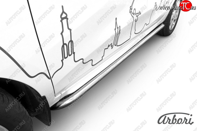 13 399 р. Защита штатных порогов Arbori (с гибами, нержавейка, d42 mm). Лада XRAY (2016-2022)  с доставкой в г. Владивосток