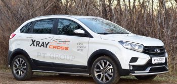 11 499 р. Защита переднего бампера одинарная из трубы d51 мм Cross Petroil Tuning Лада XRAY (2016-2022) (Нержавеющая полированная сталь)  с доставкой в г. Владивосток. Увеличить фотографию 2