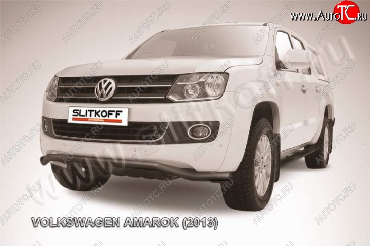 10 999 р. Защита переднего бампер Slitkoff  Volkswagen Amarok (2009-2016) дорестайлинг (Цвет: серебристый)  с доставкой в г. Владивосток