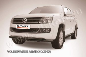 14 499 р. Защита переднего бампер Slitkoff  Volkswagen Amarok (2009-2016) дорестайлинг (Цвет: серебристый)  с доставкой в г. Владивосток. Увеличить фотографию 1