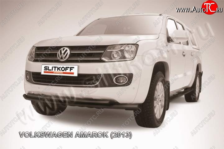 14 499 р. Защита переднего бампер Slitkoff  Volkswagen Amarok (2009-2016) дорестайлинг (Цвет: серебристый)  с доставкой в г. Владивосток