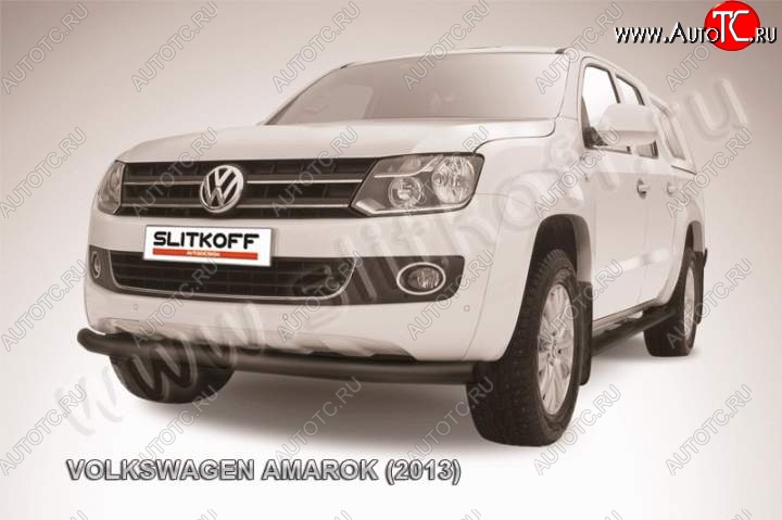 11 999 р. Защита переднего бампер Slitkoff  Volkswagen Amarok (2009-2016) дорестайлинг (Цвет: серебристый)  с доставкой в г. Владивосток