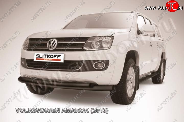 15 999 р. Защита переднего бампер Slitkoff  Volkswagen Amarok (2009-2016) дорестайлинг (Цвет: серебристый)  с доставкой в г. Владивосток