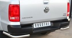 18 349 р. Одинарная защита заднего бампера из трубы диаметром 63 мм SLITKOFF  Volkswagen Amarok (2009-2016) дорестайлинг  с доставкой в г. Владивосток. Увеличить фотографию 2