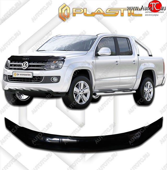 2 079 р. Дефлектор капота CA-Plastik  Volkswagen Amarok (2016-2022) рестайлинг (Classic черный, Без надписи)  с доставкой в г. Владивосток