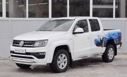 20 549 р. Защита переднего бампера (2 трубыØ63 мм, нержавейка) SLITKOFF Volkswagen Amarok рестайлинг (2016-2022)  с доставкой в г. Владивосток. Увеличить фотографию 2