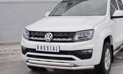 20 549 р. Защита переднего бампера (2 трубыØ63 мм, нержавейка) SLITKOFF Volkswagen Amarok рестайлинг (2016-2022)  с доставкой в г. Владивосток. Увеличить фотографию 3