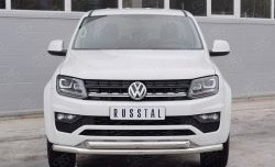 Защита переднего бампера (2 трубыØ63 мм, нержавейка) SLITKOFF Volkswagen Amarok рестайлинг (2016-2022)