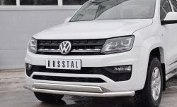 21 899 р. Защита переднего бампера (2 трубыØ63 и 75х42 мм, нержавейка) Russtal Volkswagen Amarok рестайлинг (2016-2022)  с доставкой в г. Владивосток. Увеличить фотографию 3