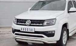 22 949 р. Защита переднего бампера (2 трубы Ø63 и 75х42 мм, нержавейка) Russtal Volkswagen Amarok рестайлинг (2016-2022)  с доставкой в г. Владивосток. Увеличить фотографию 3