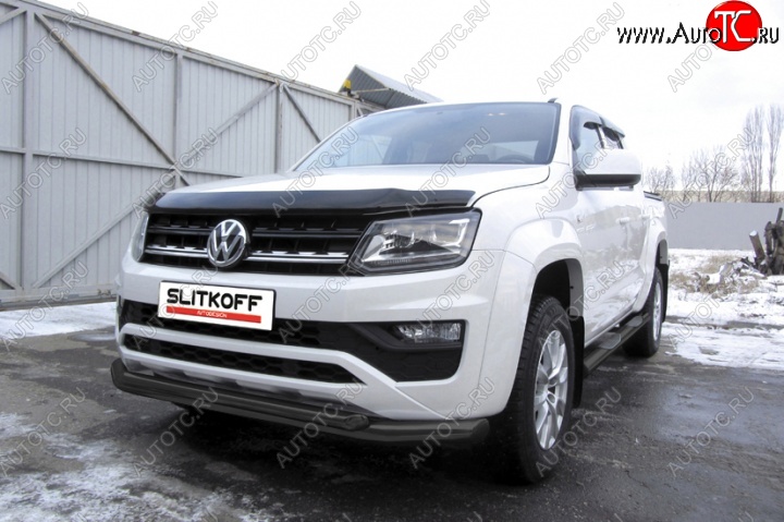 14 999 р. Защита переднего бампер Slitkoff  Volkswagen Amarok (2016-2022) рестайлинг (Цвет: серебристый)  с доставкой в г. Владивосток